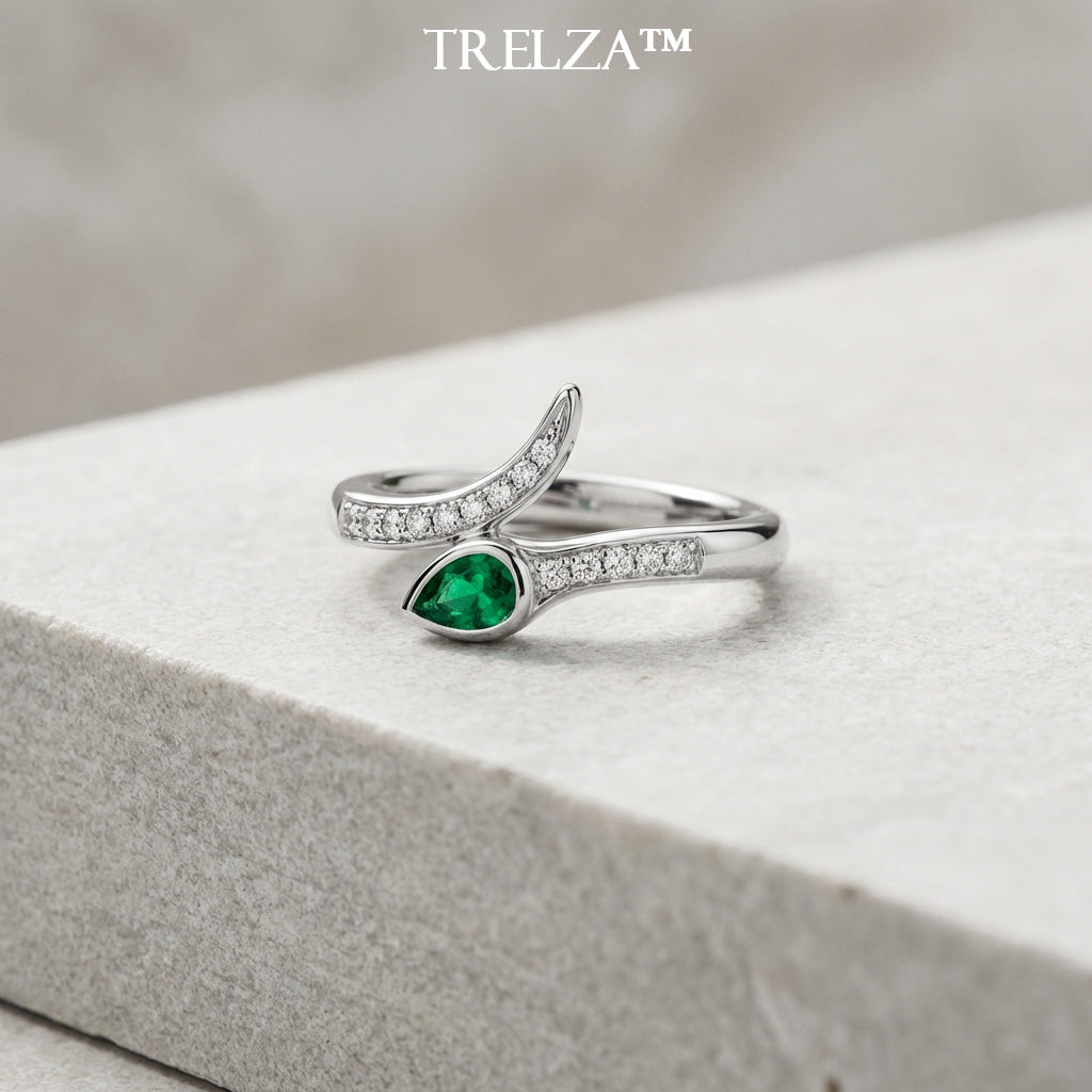 Trelza™ Serene Emerald Twist Ring
