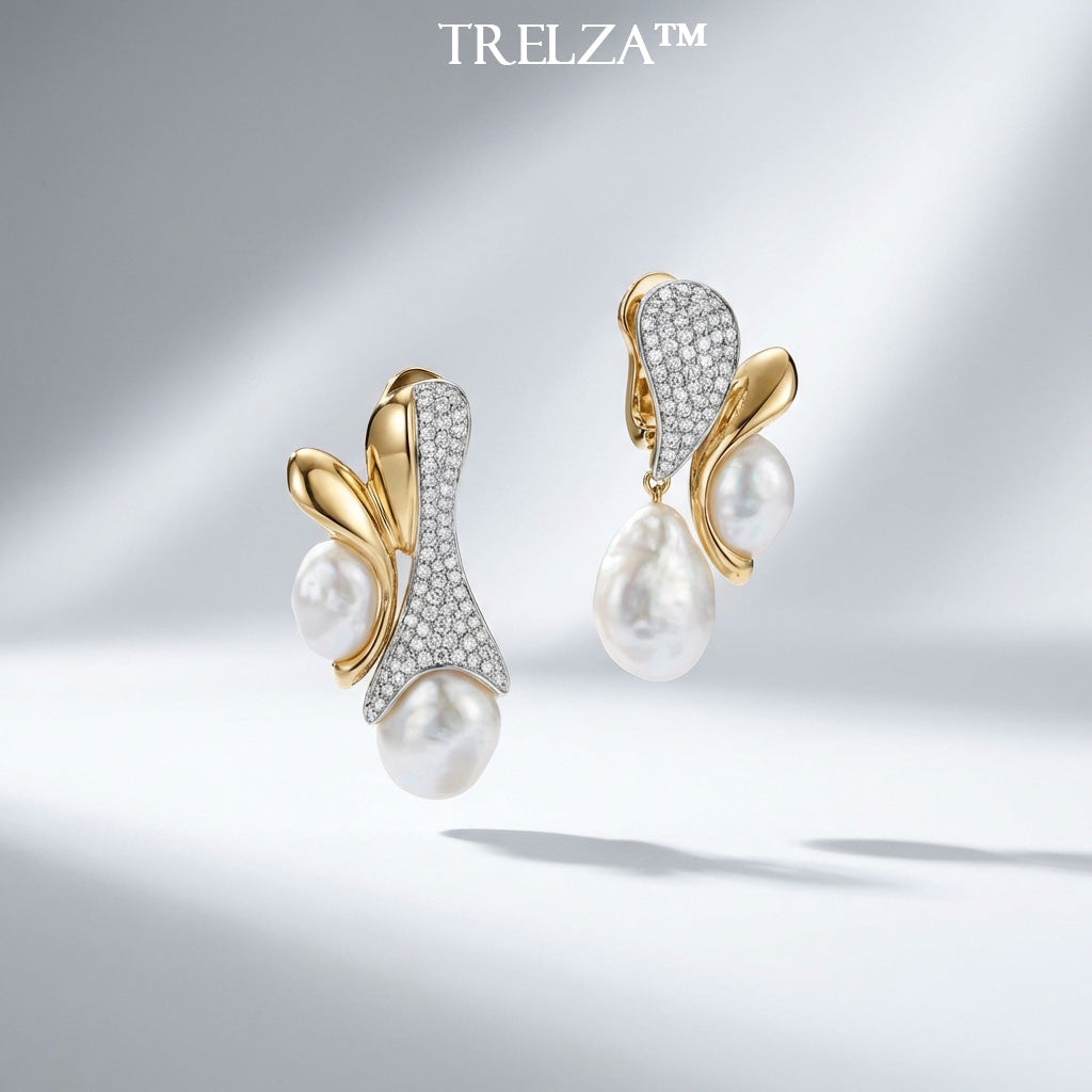 Trelza™ Opulent Pearl & Diamond Drop Earrings